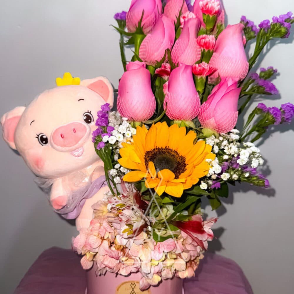 9 Rosas + Peluche y caja