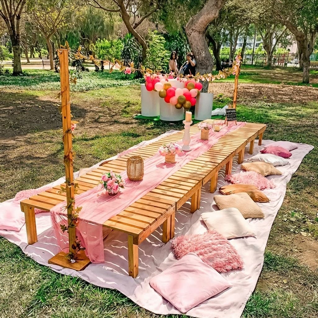 Picnic romántico decorado en parque de Lima — foto 2