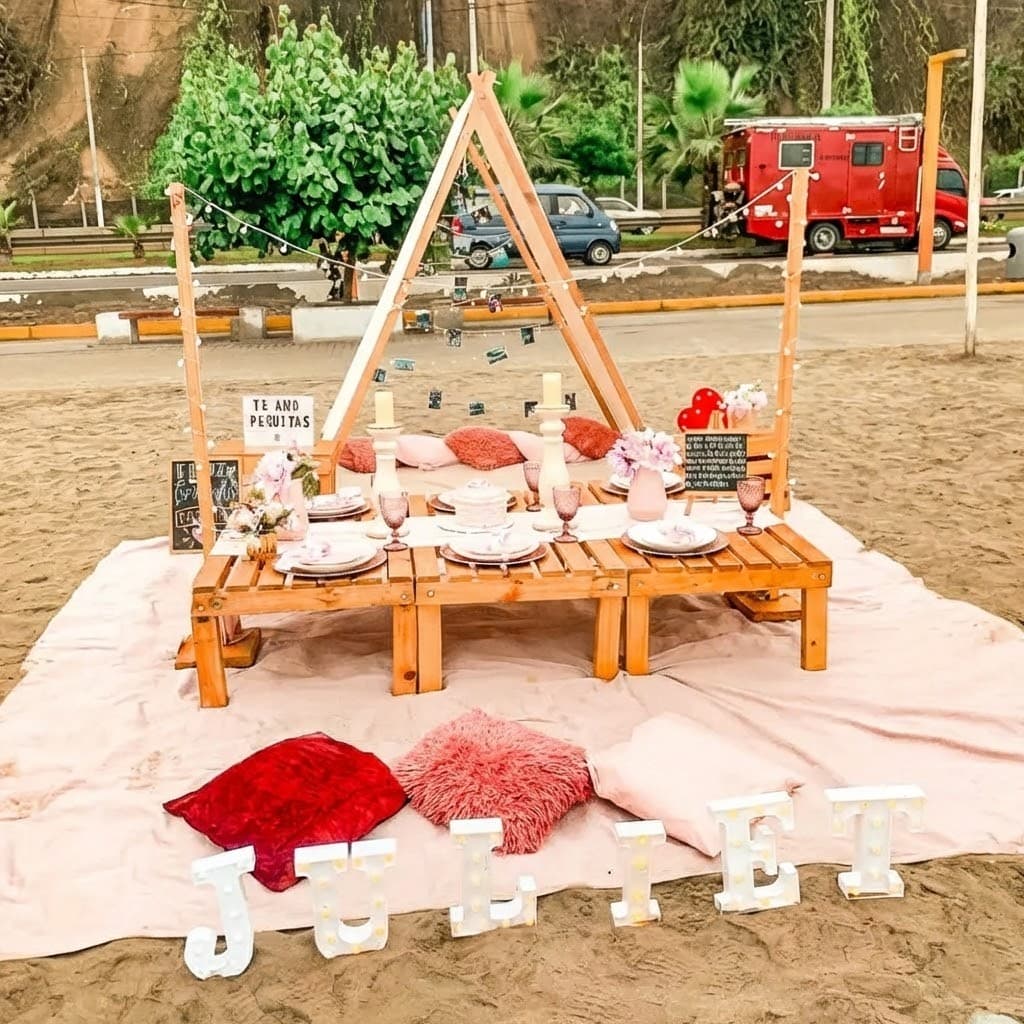 Picnic romántico decorado en parque de Lima — foto 3