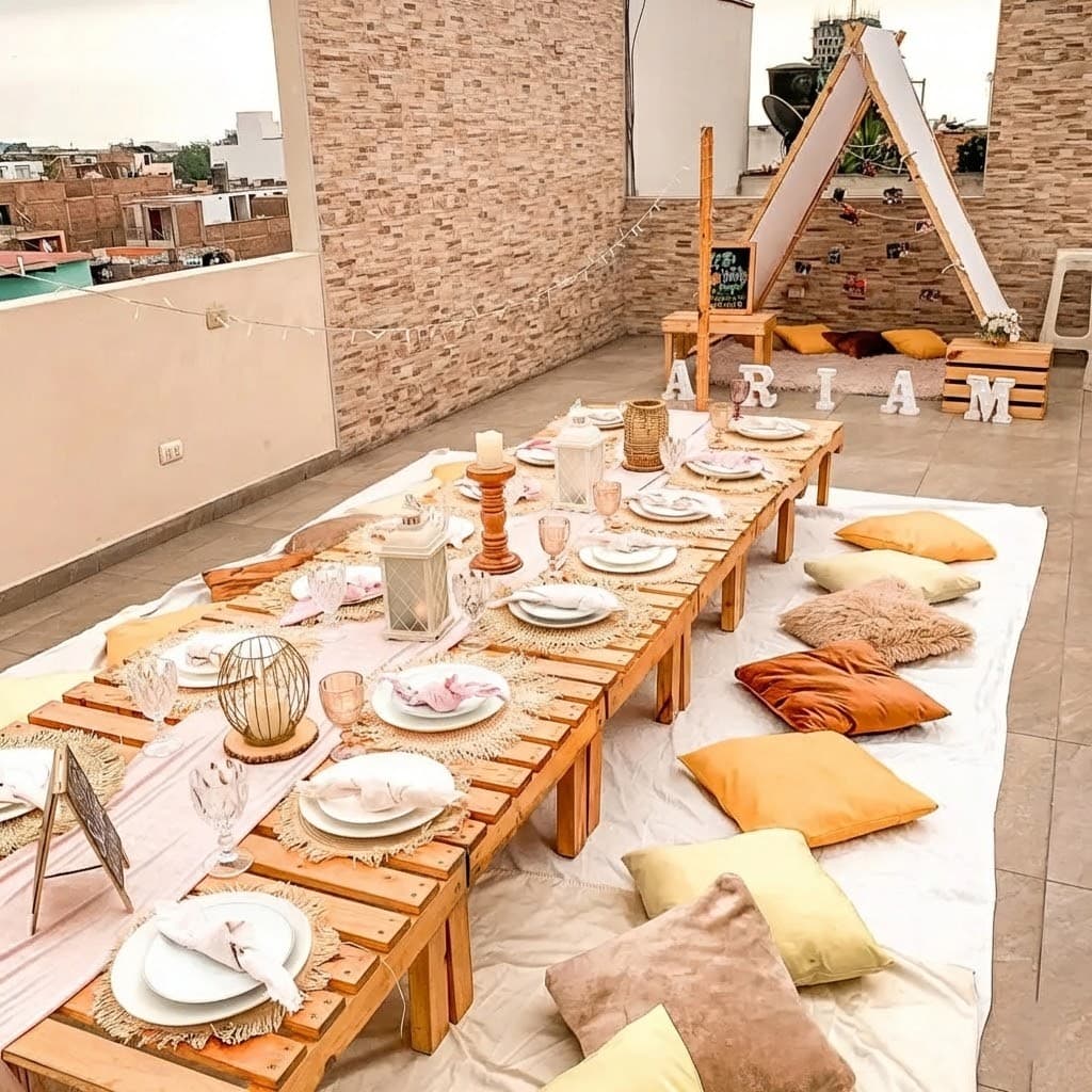 Picnic romántico decorado en parque de Lima — foto 4